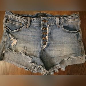 Just U.S.A. button up distressed Jean shorts size 30